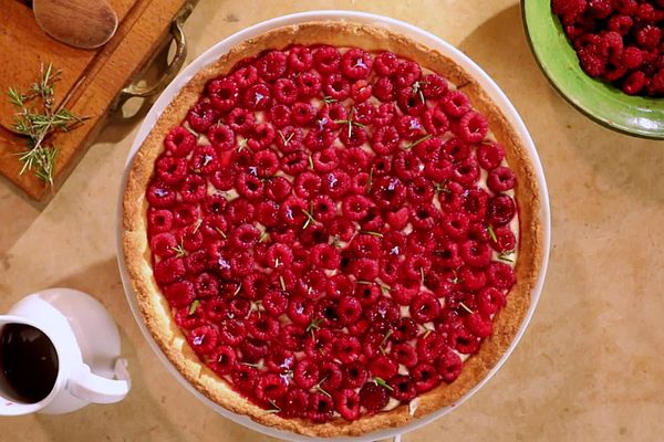 Tarte framboises et romarin à Aixe-sur Vienne