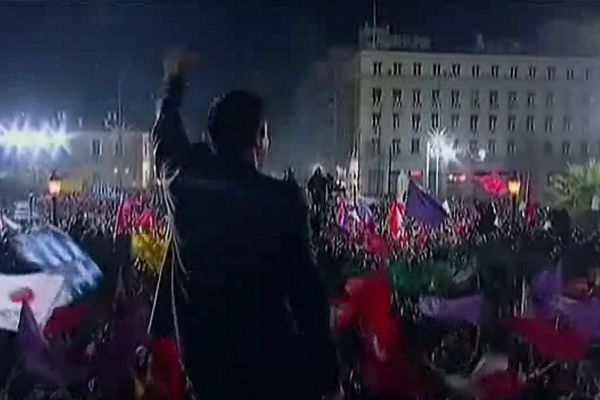 Alexis Tsipras, au soir de la victoire de son parti "Syriza" aux élections législatives grecques dimanche 25 janvier