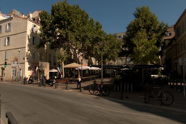 Place de Lenche dans le quartier du Panier à Marseille, lieu de l'accident.