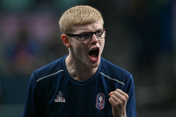 Felix Lebrun lors de la petite finale des Jeux Olympiques de Paris.