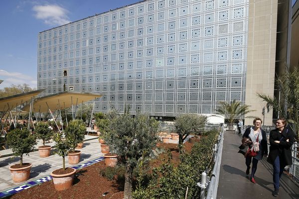 La façade de l'Institut du Monde Arabe (IMA) Paris 5e sur laquelle sera projetée la finale de la CAN 2019