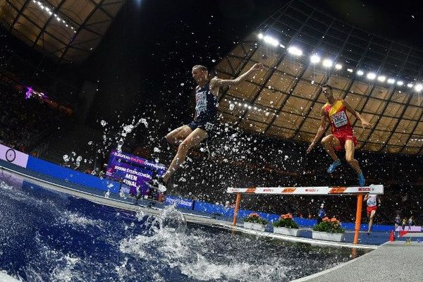 En finale du 3000m steeple jeudi soir à Berlin, Yoann Kowal (à gauche) termine l'épreuve en 8'36"77, à moins d'une seconde de la troisième place (8'35"81). 