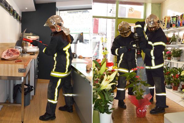 Chez le boucher ou chez le fleuriste, les pompiers de Saugues ont joué les trouble-fêtes pour leur calendrier 2021.