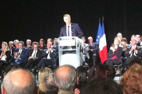 Laurent Wauquiez en meeting à Mandelieu mercredi soir.