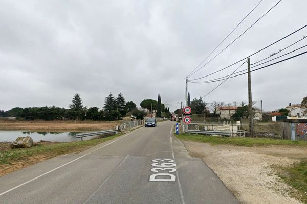 Aigues-Vives (Gard) - la RD.363 et le Canal Philippe Lamour - archives.