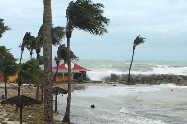 La plage de Gozier, en Guadeloupe, après le passage de l'ouragan Maria