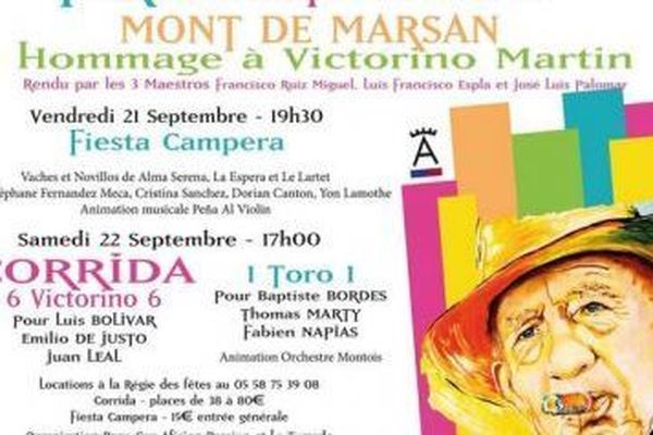 Affiche de la Feria d'Automne de Mont de Marsan avec le portrait de Victorino Martin Andrès.