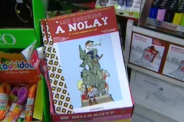 La ville de Nolay et ses commerces racontés dans une bd intitulée "Les Robinsons à Nolay"