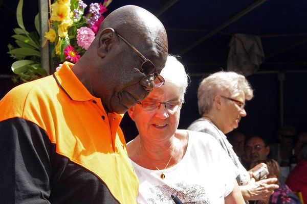 Manu Dibango à la fête du chausson aux pommes à Saint-Calais dans la Sarthe, le 1er septembre 2013