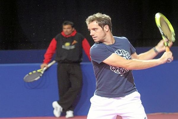 Montpellier - Richard Gasquet à l'entraînement à l'Open Sud de France - 3 février 2014.