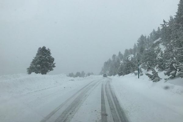 Abondantes chutes de neige et températures en baisse, sur le plateau de Beille, samedi 7 mars 2020.