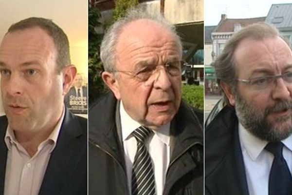 De gauche à droite : Steeve Briois (FN), Eugène Binaisse (PS-EELV-PCF) et Gérard Dalongeville (DVG)