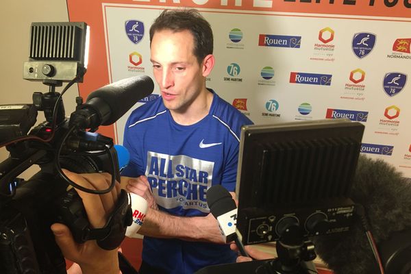 Renaud Lavillenie interviewé le 8 février 2020 au meeting de Rouen.