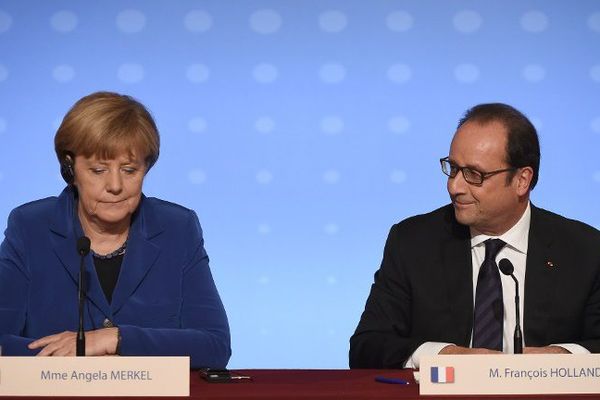 Angela Merkel et François Hollande lors du sommet sur l'Ukraine le 2 octobre dernier à Paris.