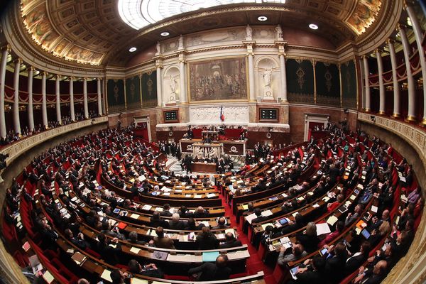 Hémicycle de l'assemblée avant le vote de la loi sur le mariage pour tous, mardi 12 février 2013