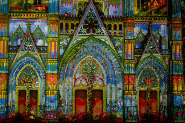 Spectacle Illuminantes en 2014 sur la cathédrale de Nantes