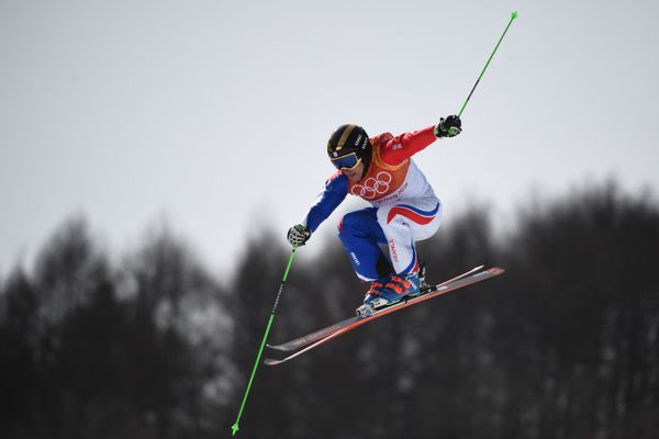 Jean-Frédéric Chapuis lors des épreuves de skicross aux Jeux olympiques de Pyeongchang, le 21 février 2018.