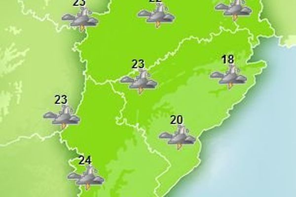 Voici la carte de Météo France pour cette fin de journée...