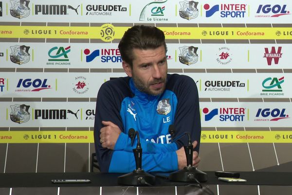 L'entraîneur de l'Amiens SC Luka Elsner en conférence de presse d'avant match vendredi 14 février 2020