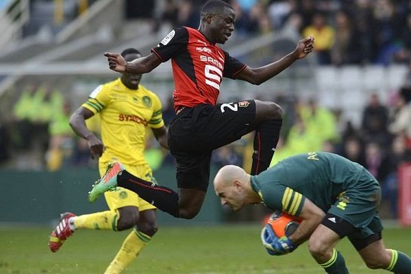 Paul-Georges Ntep pendant la rencontre Nantes Rennes en février dernier