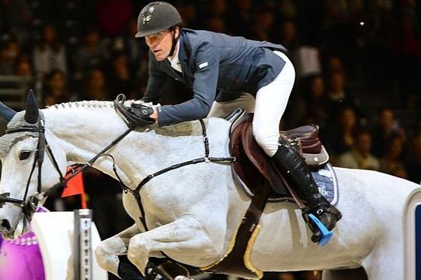 Kevin Staut sur Silvana, coupe du monde de CSO à Lyon, 20 avril 2014