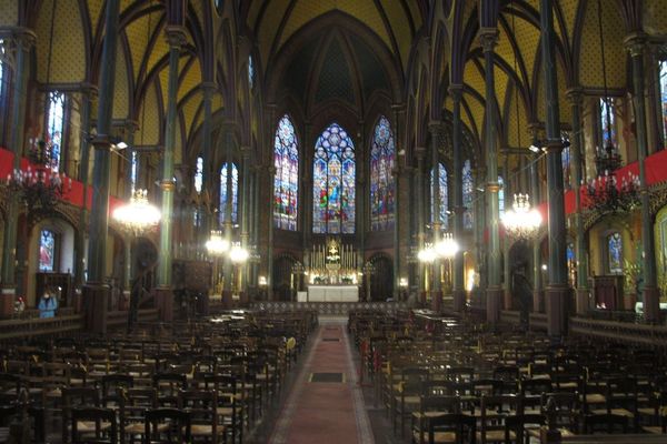 L’église Saint-Eugène-Sainte-Cécile à Paris (IXe arrondissement), mardi 6 avril.