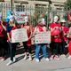 Les assistantes sociales scolaires manifestent à Montpellier, le 19 mars 2024.