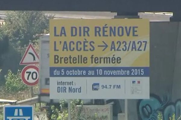 Attention, du 5 octobre au 10 novembre, la Dir, Direction inter-régionale des routes rénove l'accès à l'A23/A27