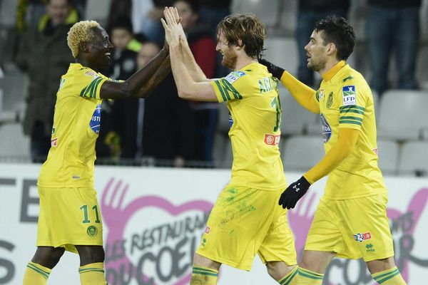 La joie des nantais après le but d'Aristeguieta en 8èmes de finale de la Coupe de la Ligue