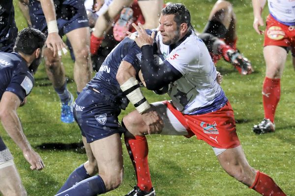 Le 31 mars 2017, bataille sous l'orage entre Colomiers et Aurillac pour la 26ème journée de Pro D2