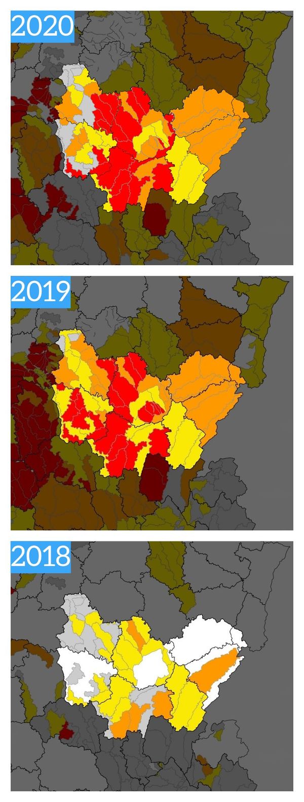 Carte Ou En Est La Secheresse 2020 Par Rapport Aux Annees Precedentes