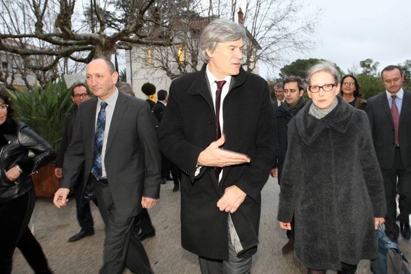 Le ministre de l'Agriculture Stéphane Le Foll, en visite à Hyères ce vendredi et sur l'exploitation agricole Scarrone.