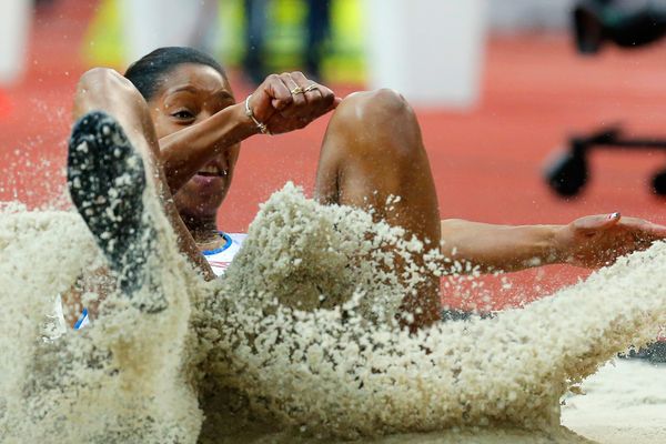 Eloyse Lesueur, à l'European Athletics Indoor Championships 2015 à la O2 Arena à Prague, en République Tchèque, le 6 mars 2015.