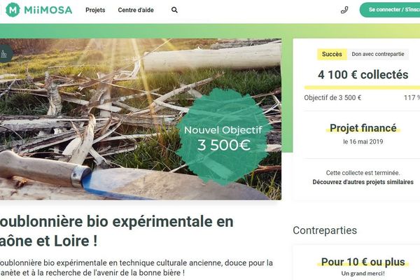 Capture du site de financement participatif MIIMOSA