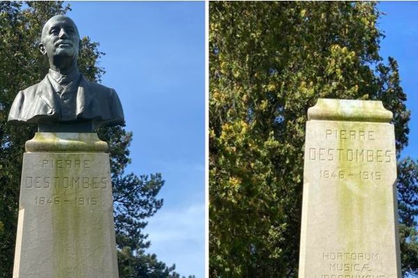 Le buste de Pierre Destombes a été volé dans la nuit de mardi à mercredi 26 avril 2023, dans le parc Barbieux à Roubaix (Nord).