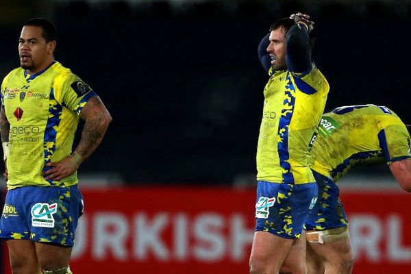 Coupe d'Europe : La réaction des Clermontois aprés la défaite contre les Ospreys le 15 janvier 2016 à Swansea au Liberty Stadium (Grande Bretagne).