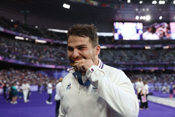 Antoine Dupont, vainqueur de la médaille d'or lors du tournoi de rugby à 7.