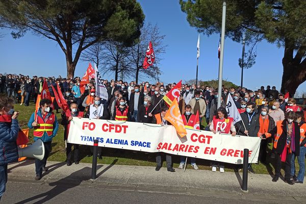Les salariés de Thales Alenia Space en grève à Toulouse le jeudi 10 février 2022