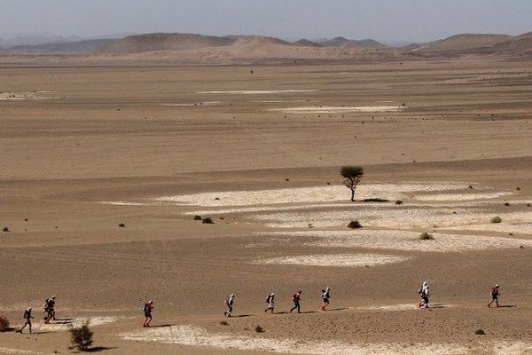 L'édition 2011 du marathon des Sables dans le sud du Maroc près de Ouarzazate.