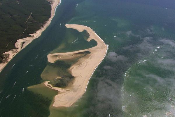 Vue aérienne du banc d'Arguin