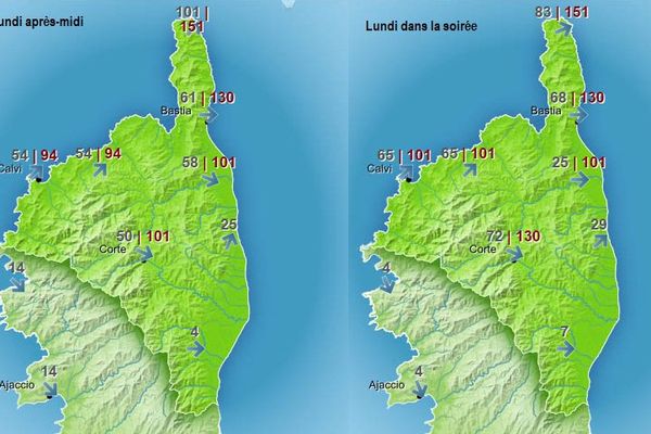 02/03/15 - Jusqu'à 150 km/h en rafale sont attendus dans le Cap Corse lundi