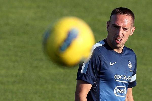 Franck Ribéry à l'entraînement avec l'équipe de France à Clairefontaine.