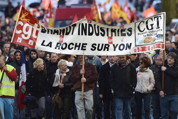 Manifestation des salariés de FagorBrandt à La Roche-sur-Yon en novembre 2013