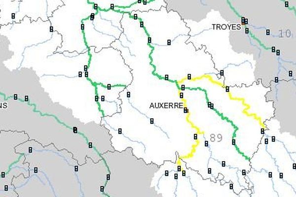 Le tronçon Yonne amont a été placé en vigilance jaune, à la suite des pluies du 17 décembre et de la nuit