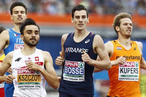 Le girondin Pierre-Ambroise Bosse lors de la demi-finale de 800 aux championnats d'Europe d'Athlétisme 2016.