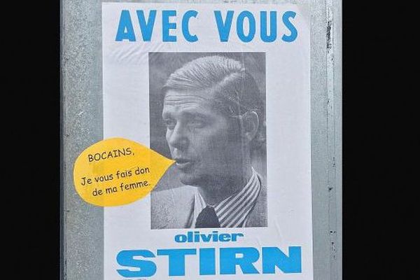 Une ancienne affiche de campagne d'Olivier Stirn a été détournée pour moquer la candidature de son épouse à l'élection législative. Evelyne Stirn dénonce une attaque "misogyne, sexiste et abjecte".