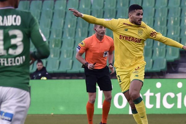 Mehdi Abeid célèbre son but contre l'AS Saint-Etienne le 12 janvier 2020