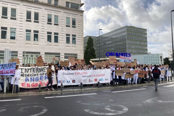 Les étudiants et internes en médecine ont manifesté lors d'une marche du CHU à l'Agence régionale de santé de Nantes.