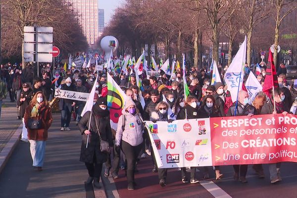 Manifestation des enseignants à Lille, le 13 janvier 2002