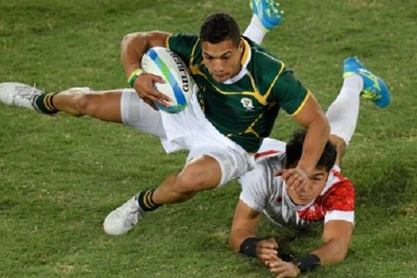 Cheslin Kolbe, en 2016, aux JO de Rio, lors du match Afrique du Sud/Japon